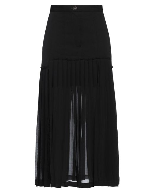 Sandro Black Midi Skirt Polyester, Triacetate