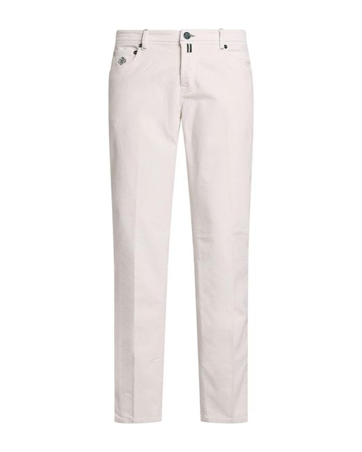 Luigi Borrelli Napoli White Pants Cotton, Elastane for men