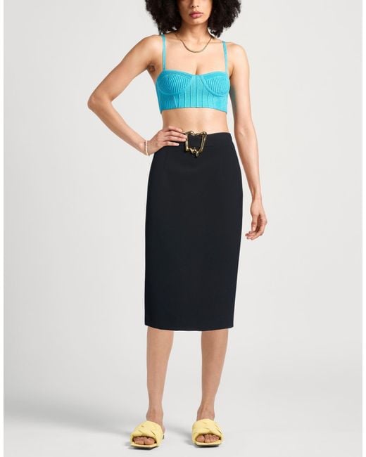Moschino Black Midi Skirt Polyester, Elastane