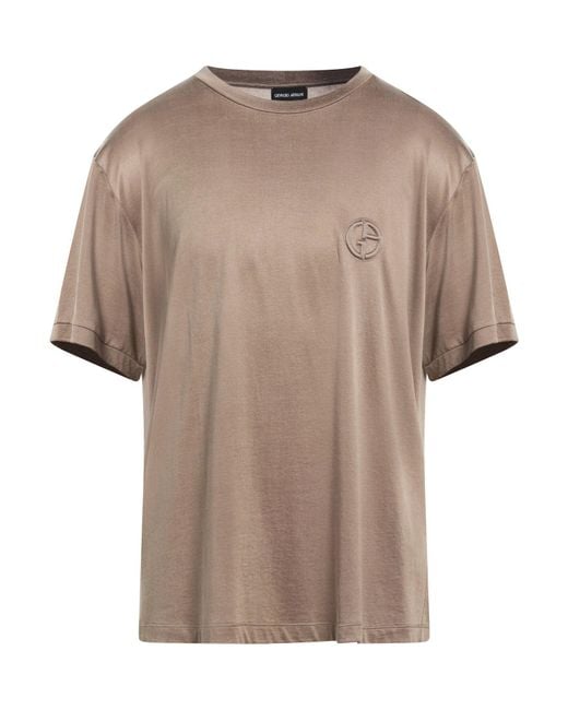 Giorgio Armani Gray Taupe T-Shirt Cupro, Cotton for men