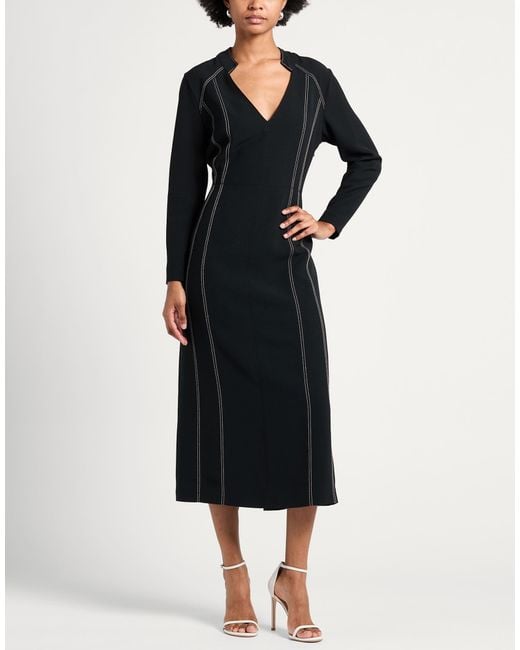 Elena Miro Black Midi Dress Polyester, Elastane