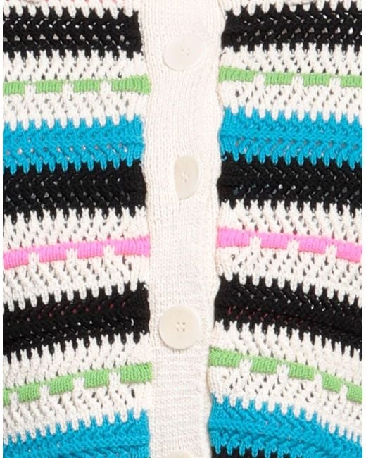 Sandro Blue Cropped cardigan aus einer gehäkelten baumwollmischung mit streifen