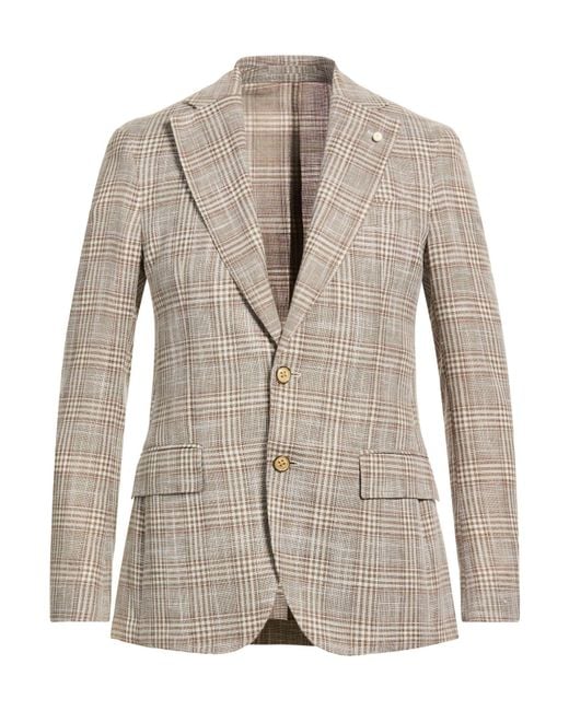 Luigi Bianchi Natural Khaki Blazer Virgin Wool, Cotton, Linen for men