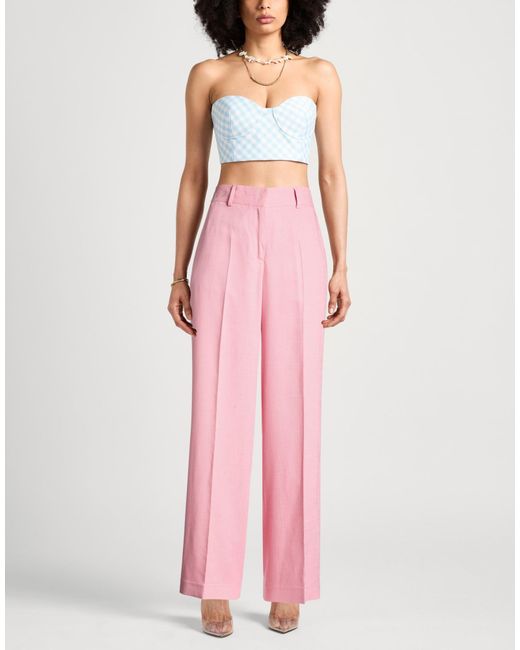 MSGM Pink Pants Viscose, Polyester, Elastane