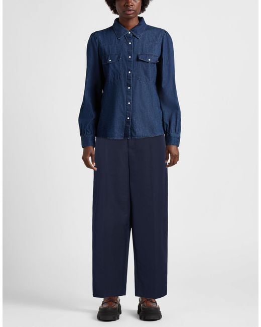 Sandro Blue Pants Cotton, Acetate, Polyamide