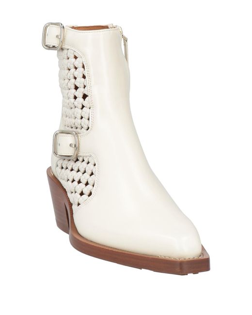 Chloé White Ankle Boots Leather