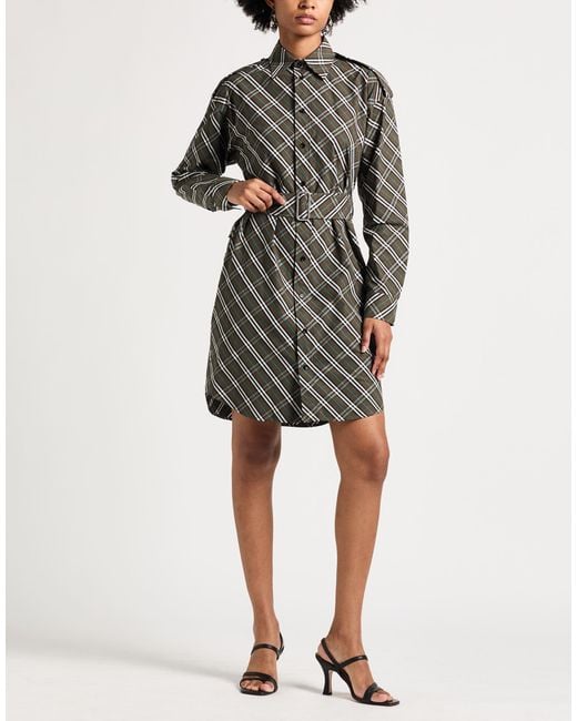 Burberry Gray Khaki Mini Dress Cotton