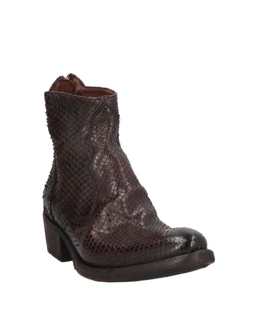 Pantanetti Brown Snakeskin-Print Leather Western Ankle Boots