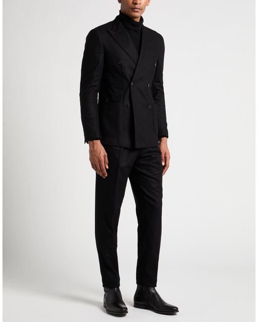 Santaniello Black Suit Wool, Polyamide, Virgin Wool, Elastane for men