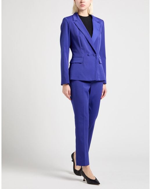 Marella Blue Bright Suit Polyester, Viscose, Elastane