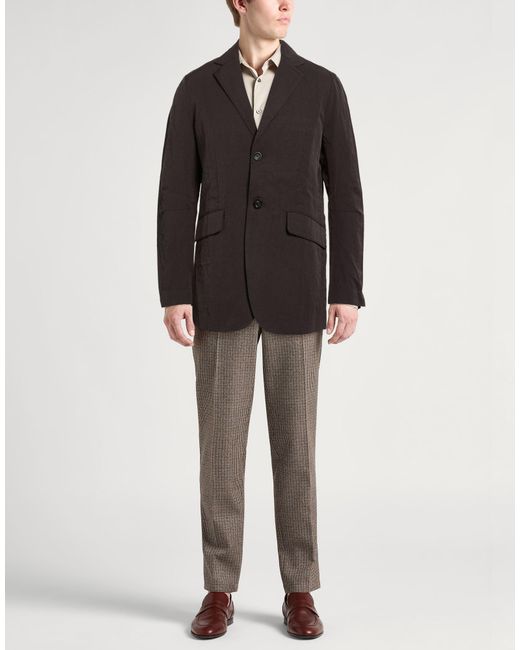 Roberto Collina Black Blazer Polyester, Linen for men