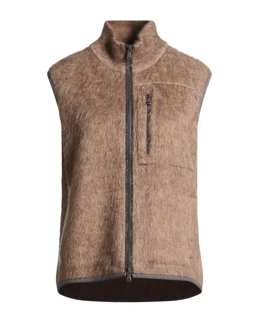 Brunello Cucinelli Brown Taupe Vest Virgin Wool, Wool, Synthetic Fibers, Cashmere, Silk