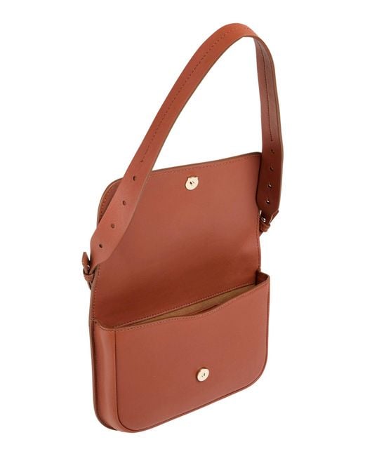Max Mara Red Tan Shoulder Bag Leather