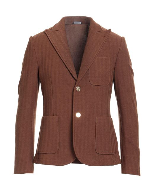Daniele Alessandrini Brown Blazer Polyester, Elastane for men