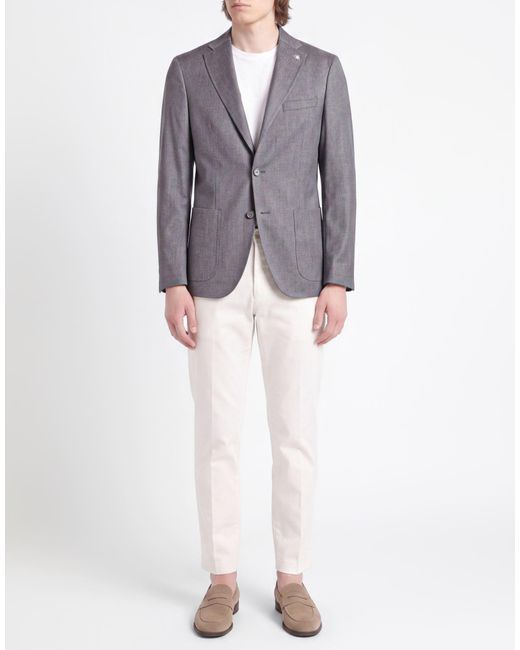 Manuel Ritz Gray Blazer Wool, Elastane for men