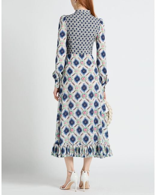 Etro Gray Midi Dress Polyester, Elastane