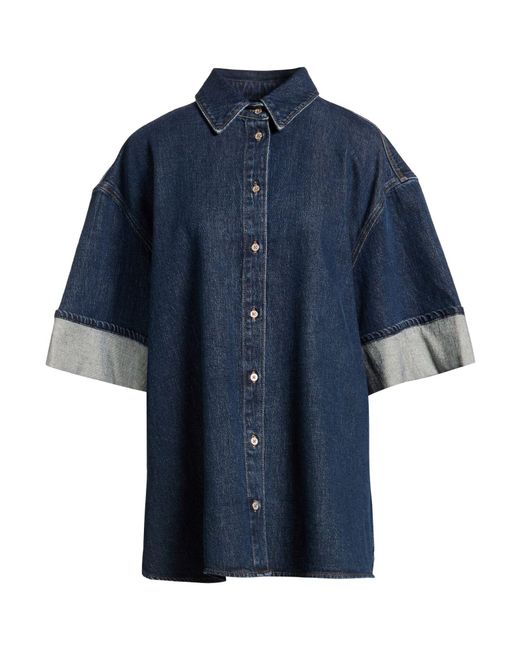 7 For All Mankind Blue Denim Shirt Cotton, Elastane