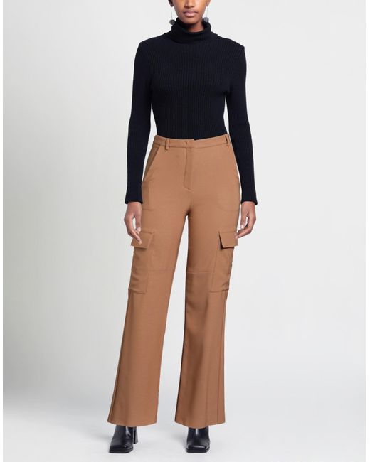SIMONA CORSELLINI Brown Pants Polyester, Elastane