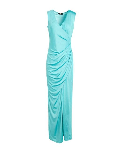 Fracomina Blue Maxi Dress Polyester, Elastane