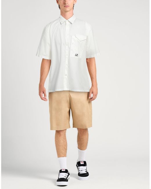 C P Company White Ivory Shirt Cotton for men
