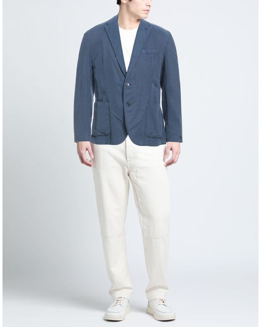 Brando Blue Blazer Lyocell, Linen, Cotton for men