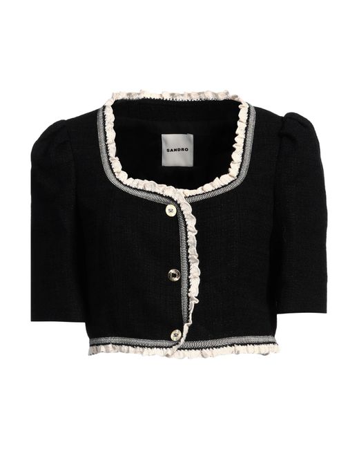 Sandro Black Jacket Cotton, Viscose, Acrylic, Polyamide, Polyester