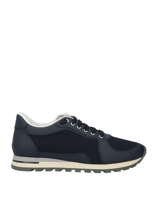 Canali Blue Midnight Sneakers Leather, Textile Fibers for men