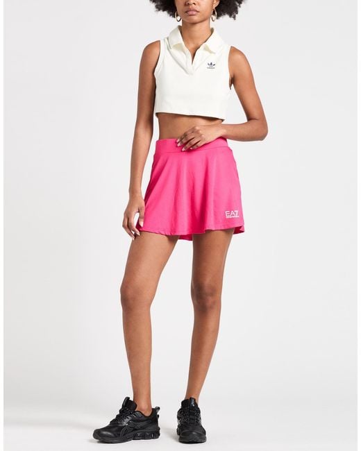 EA7 Pink Fuchsia Mini Skirt Polyester, Elastane