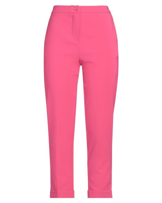 Sandro Ferrone Pink Fuchsia Pants Polyester, Elastane