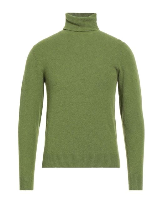 Fedeli Green Turtleneck Cashmere, Polyamide, Elastane for men