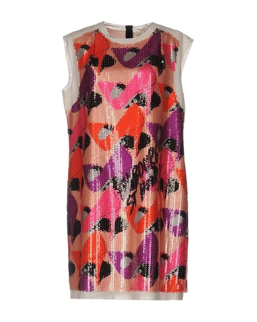 Lanvin Red Mini Dress Polyester, Polyamide, Cotton, Linen, Silk