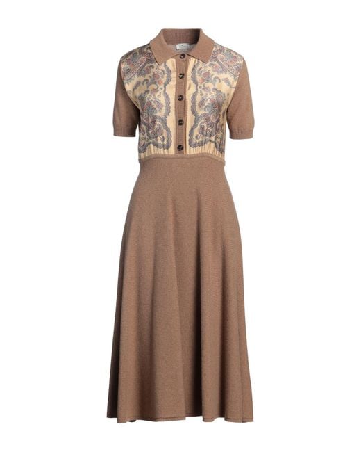 Etro Brown Midi-Kleid