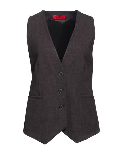 MAX&Co. Black Tailored Vest Polyester, Virgin Wool, Elastane