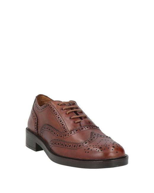 Emanuélle Vee Brown Tan Lace-Up Shoes Leather