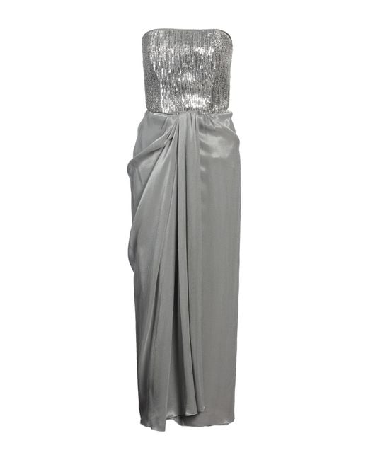 Emporio Armani Gray Maxi Dress Polyamide, Viscose, Silk, Pvc