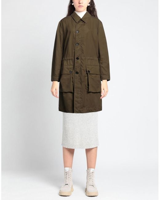 MHL.◆MILITARY COTTON NYLON CANVAS/3/コットン/KHK/595-3210505/タグ付 MHL by Margaret Howell Overcoat \u0026 Trench Coat Cotton, Polyamide in