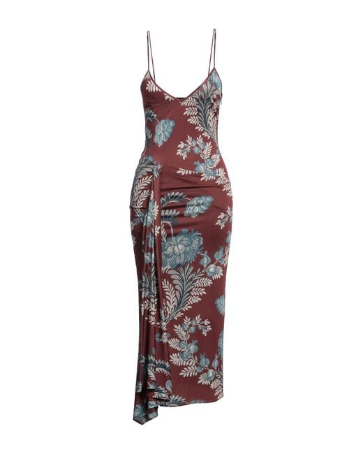 Etro Red Burgundy Midi Dress Viscose