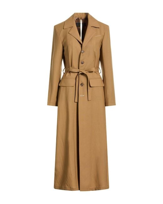 MM6 by Maison Margiela Natural Camel Overcoat & Trench Coat Virgin Wool
