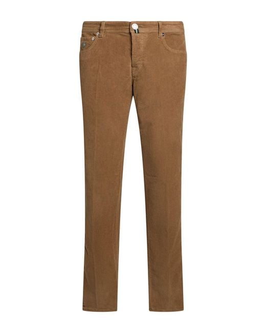 Luigi Borrelli Napoli Brown Pants Cotton, Elastane for men