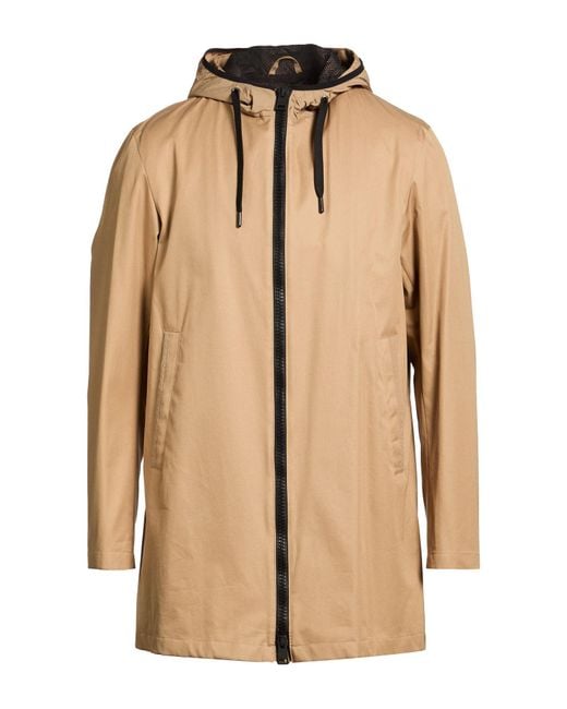 Herno Men's Natural Overcoat & Trench Coat Cotton