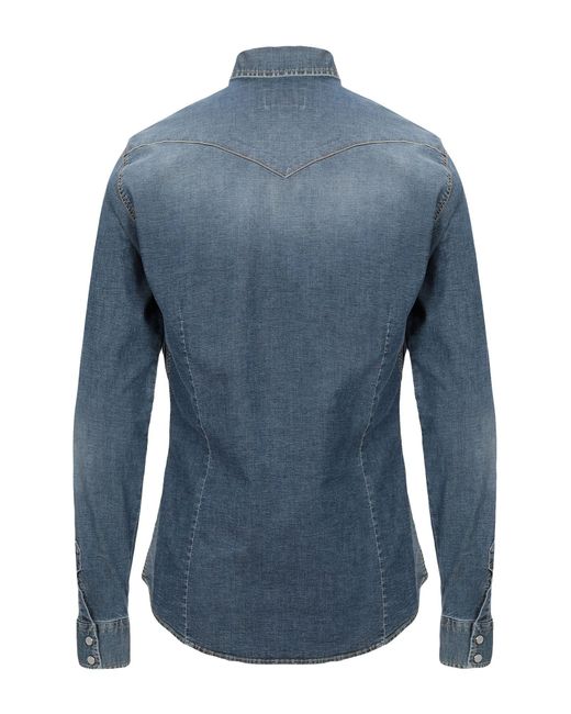 Roy Rogers Blue Roÿ Roger' Denim Shirt Cotton, Elastane for men