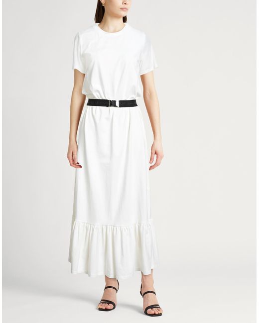 Liu Jo White Midi Dress Cotton, Elastane, Polyester