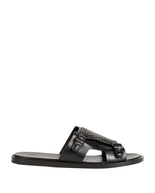 Santoni Black Sandals Leather for men