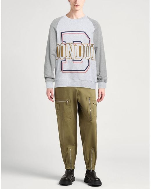 Dondup Gray Embroidered Cotton Terry Crewneck Sweatshirt for men