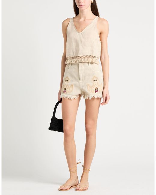 Isabel Marant Natural Denim Shorts Cotton, Hemp