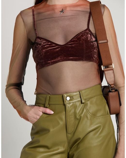 Mugler Gray Rust Top Polyamide, Elastane