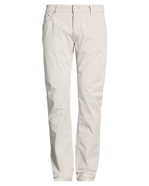 Hand Picked White Light Pants Cotton, Elastane for men
