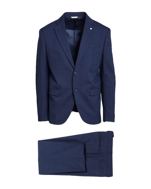 Manuel Ritz Blue Suit Polyester, Viscose, Elastane for men