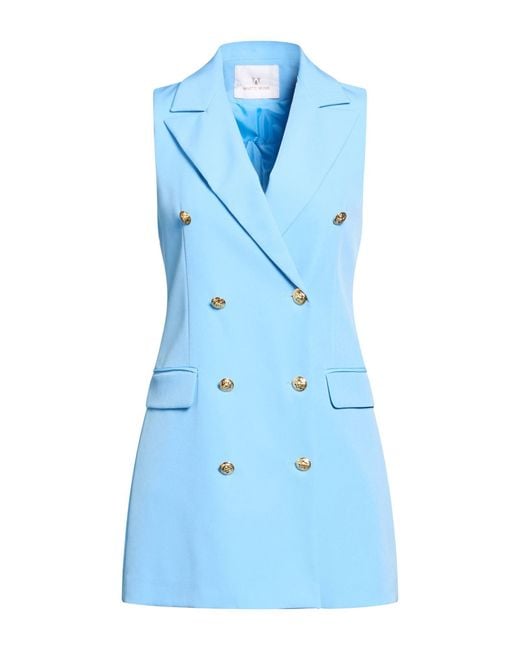 White Wise Blue Light Blazer Polyester, Elastane