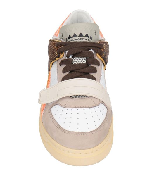 RUN OF White Sneakers Leather, Textile Fibers